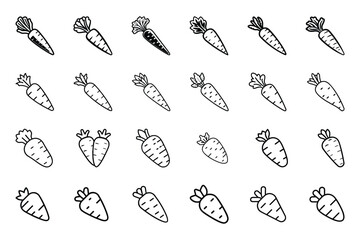 Wall Mural - carrot with leaves outline silhouette icon set on white background