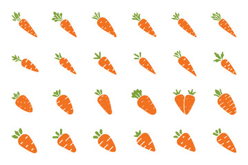 Wall Mural - carrot with leaves outline silhouette icon set on white background