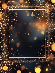 Wall Mural - Gold Glitter Frame Black Background