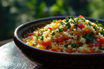 Canvas Print - Food bowl with rice and vegetables