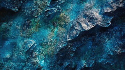 Leinwandbilder - Abstract textured surface with rich blue tones and intricate rust details for artistic backgrounds or design concepts.