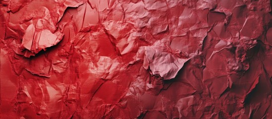 Poster - Textured red paper background with crumpled surface for design and creative projects.