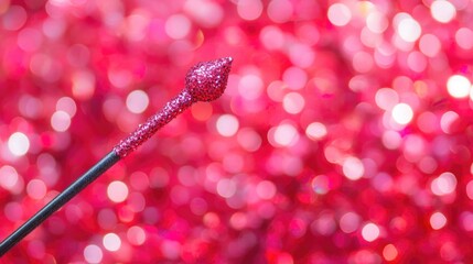 Fototapete - Sparkling sequins and a magical wand against a vibrant bokeh background perfect for whimsical themes and creative designs.
