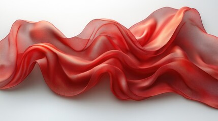 Leinwandbilder - Flowing red silk fabric drapes elegantly with soft waves against a clean white background highlighting texture and vibrancy of the material