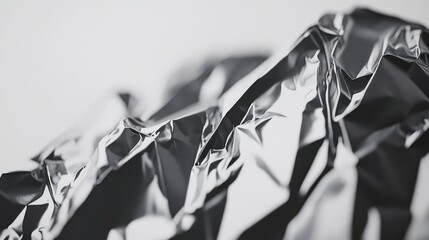 Leinwandbilder - Crumpled metallic foil texture with a soft white background for creative design and artistic projects