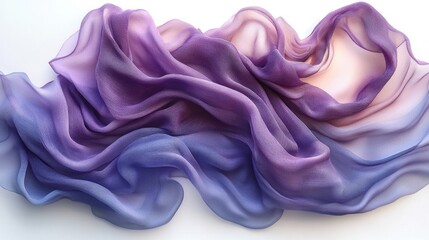 Leinwandbilder - Elegant flowing silk fabric in shades of purple isolated on white background, perfect for design and textile compositions.
