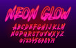 © epifantsev - Neon Glow alphabet font. Bright neon letters and numbers. Stock vector typeface for your design.