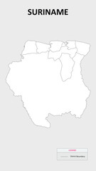  Suriname Map. State map of Suriname. Administrative map of Suriname with states names in outline.