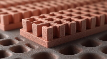 Fototapete - Detailed close up of textured microcircuit components showcasing intricate grid patterns on a modern electronics substrate surface.