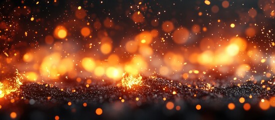Leinwandbilder - glittering golden bokeh background with warm glowing sparks and shimmering particles for festive and elegant design themes