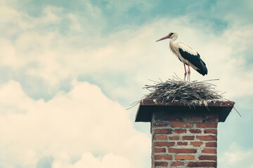 Stork Nesting on a Chimney