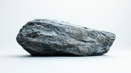 Aufkleber - Textured gray rock isolated on a clean white backdrop highlighting its natural features and unique geological attributes.
