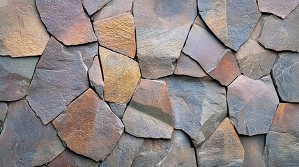 Poster - Installation of natural stone tiles for interior or exterior wall decor showcasing textured surfaces and earth tones in modern architecture