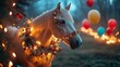 © nur - Horse with sparkling new year decorations