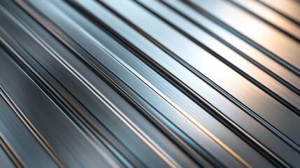 Poster - stainless steel texture with reflective light patterns highlighting surface lines and details for industrial and design backgrounds