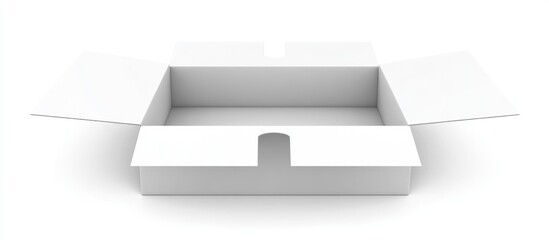 Poster - sleek open white box on white background ideal for packaging designs branding and creative presentations