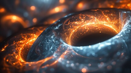 Canvas Print - abstract swirling energy rings with fire and ice.