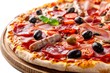 © artemstepanov - Meat Mix Pizza with Parma Ham, Sausages, Shish Kebab, Bacon, Olives, Tomato Sauce, Mozzarella