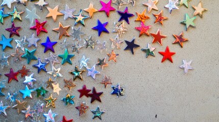 Wall Mural - an evocative visual of abstract, colorful stars forming a radiant, interconnected constellation on a