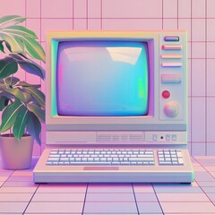 Fototapete - Vintage aesthetic computer desktop page with popup boxes. Vaporwave browser and dialog windows. 80s 90s old style user interface. Nostalgic retro operating system. Vector flat illustration.
