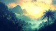 © Panuwat - Beautiful landscape tropical island sky filled clouds sun tranquil misty rainforest