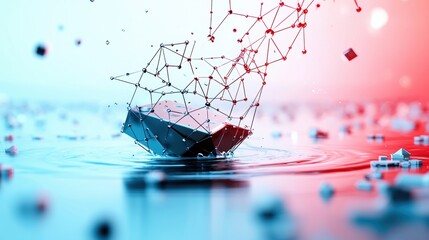 Wall Mural - abstract visualization of data packets flowing through a complex network of interconnected nodes, sy