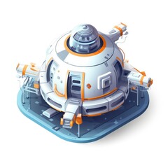 Wall Mural - futuristic space station isometric illustration.