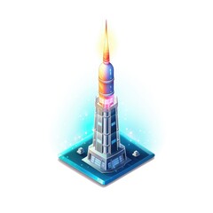 Wall Mural - futuristic space tower launching.