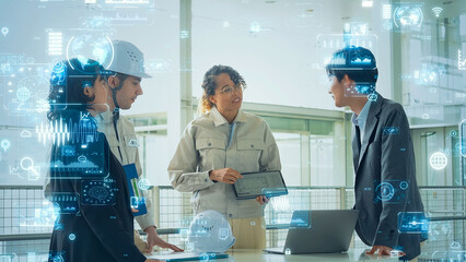 Poster - business, meeting, design, industry, construction, engineer, tech, designer, global, conference, human resources, multinational, inspection, check, maintenance, woman, security, logistics, building, b