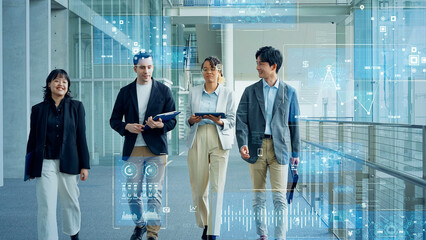 Poster - business, technology, global, network, data, teamwork, progress, innovation, advance, dx, ai, gui, erp, software, system, management, multinational, engineer, marketing, digital, digital transformatio