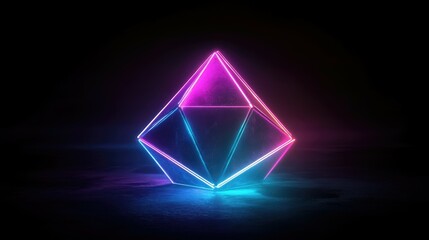 Wall Mural - glowing neon geometric crystal.