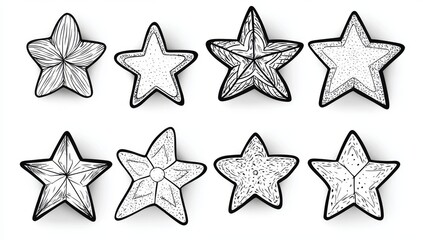 Wall Mural - Collection of hand-drawn star sparkle shines. Twinkling star glow, sparkly glitter, and magical party lights in a modern illustration. Hand-drawn sketch doodle style line sparkle elements.