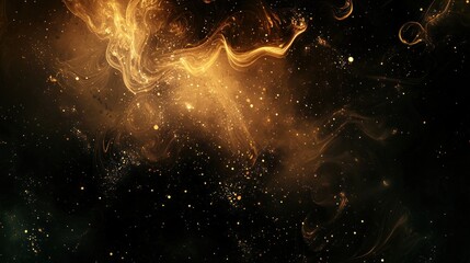 Wall Mural - a deep, dark abstract background with swirling patterns and glowing light elements in darker tones, 