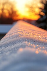 Wall Mural - Sunset's glow on frosty, snowy surface.