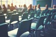 © Panuwat - Empty classroom rows desks chairs are arranged neat A setting
