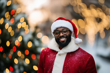 Adult man with red festive Christmas hat