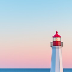 Wall Mural - Serene Coastal Lighthouse at Dawn, Peaceful Ocean View