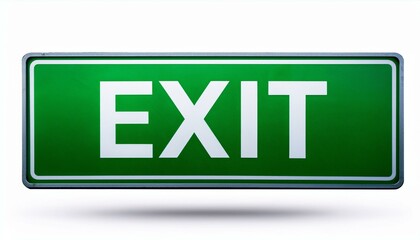 Wall Mural - green exit sign isolated in white - new life, new job, new business, new