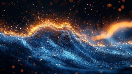 Wall Mural - Abstract glowing particles forming a wave.