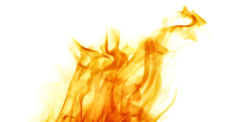 Wall Mural - orange hot flame in smoke on white background