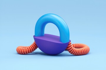 Aufkleber - Abstract 3D rendering of a colorful toy with a blue arch  purple base  and orange coiled springs.