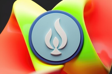 Aufkleber - Flame logo in colorful circular emblem on abstract background.