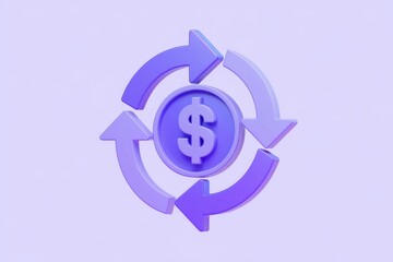 Aufkleber - Continuous money flow represented by circular arrows and dollar sign.