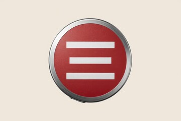 Leinwandbilder - Red circular button with white lines for menu options.