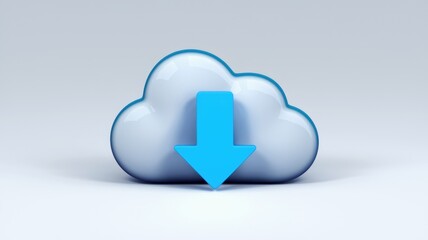 Poster - Download from cloud storage; 3D glossy cloud icon with a blue download arrow.