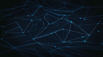 Leinwandbilder - Blue glowing digital network background with interconnected nodes.