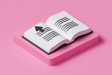 Fototapete - Open book with upward arrow  symbolizing reading  learning  and knowledge growth.