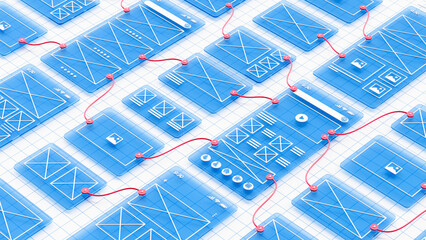 Wall Mural - ux ui flowchart connection node graphic designer creative planning application process development d