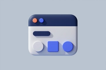 Poster - A minimalist 3D illustration of a website interface with simple shapes and color scheme.