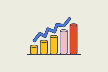 Aufkleber - An upward trending bar graph shows consistent growth and positive progress over time.